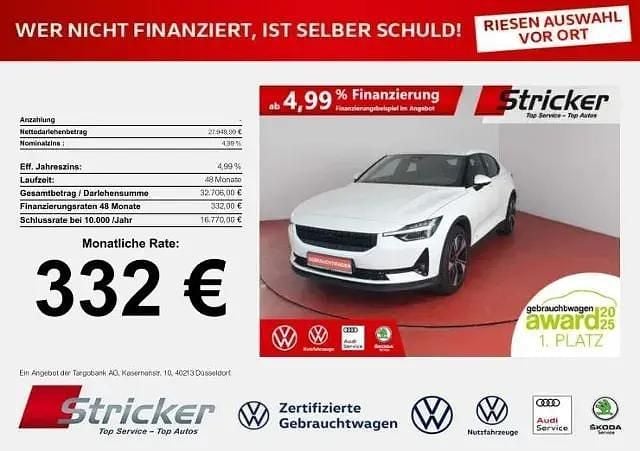 Snow (metallic) Gebraucht 2023 Polestar 2 Limousine | 27.946 € (Guter Preis) - Bild 1/4