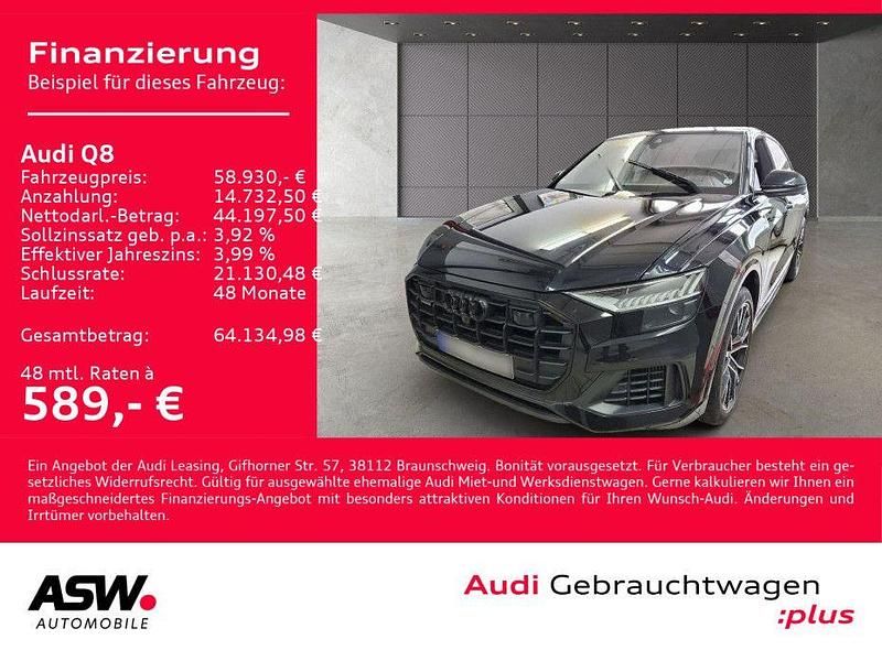 Orcaschwarz metallic Gebraucht 2021 Audi Q8 S-Line SUV | 58.930 € (Etwas zu teuer) - Bild 1/4