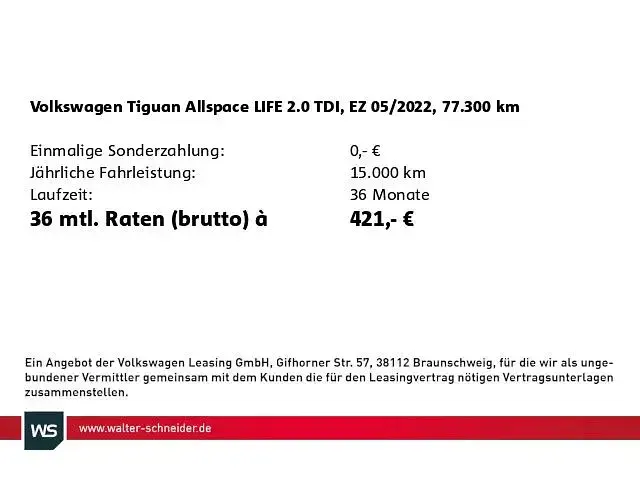Gebraucht VW Tiguan Allspace Life 200 PS (147 kW) 2022 Pure white SUV