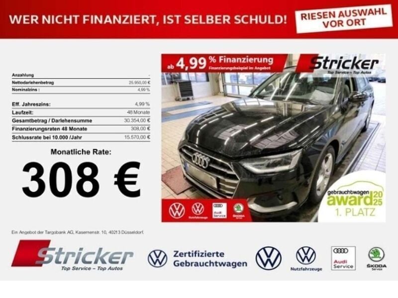 Brillantschwarz Gebraucht 2021 Audi A4 Sport Kombi | 25.939 € (Guter Preis) - Bild 1/3