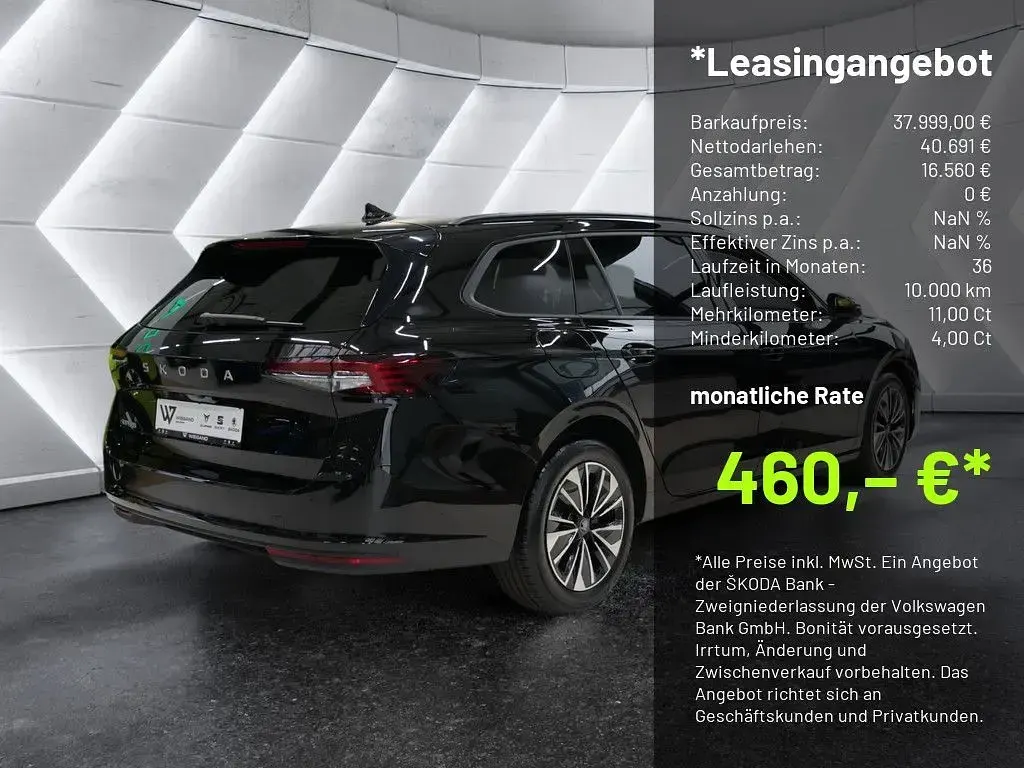 Neu Skoda Superb Selection 150 PS (110 kW) 2025 Schwarz (schwarz / ebonyschwarz) Kombi