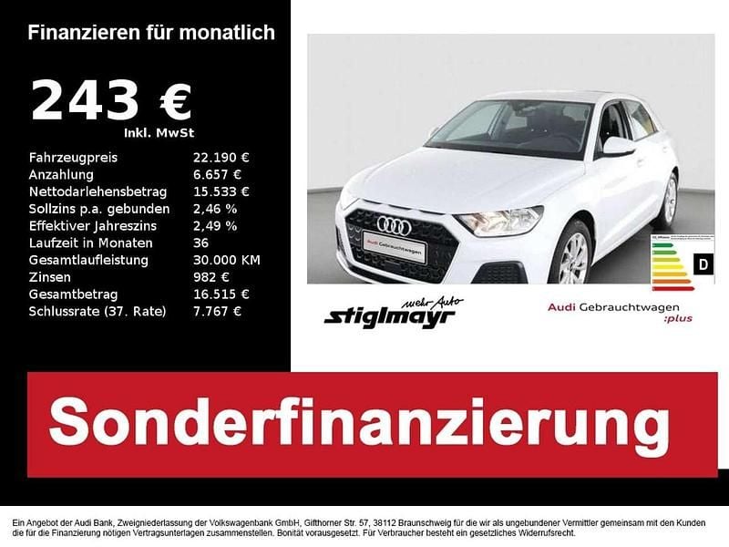 Gletscherweiß metallic Gebraucht 2024 Audi A1 Sportback Advanced Plus Kleinwagen | 22.190 € (Guter Preis) - Bild 1/4