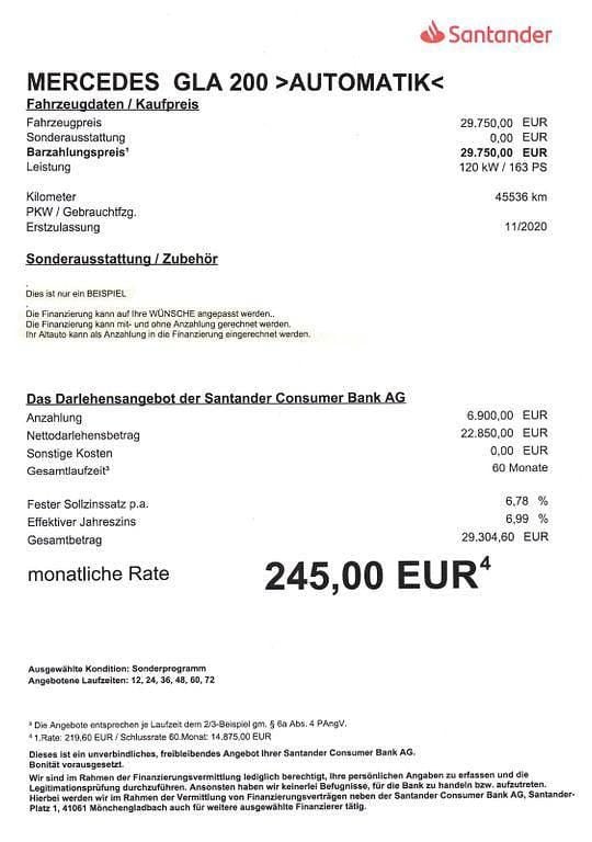 Gebraucht Mercedes GLA200 163 PS (119 kW) 2020 Grau SUV