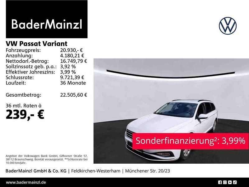 Pure white Gebraucht 2021 VW Passat Basis Kombi | 20.930 € (Fairer Preis) - Bild 1/3