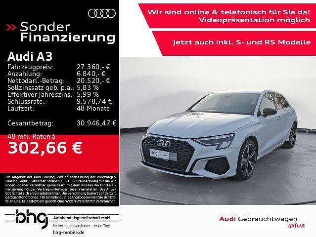 Weiß Gebraucht 2022 Audi A3 Sportback e-tron S-Line Kleinwagen | 27.360 € (Fairer Preis) - Bild 1/4