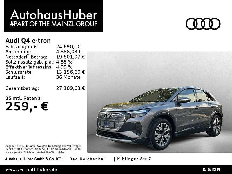 Taifungrau metallic Gebraucht 2021 Audi Q4 e-tron Ambiente SUV | 24.690 € (Guter Preis) - Bild 1/4