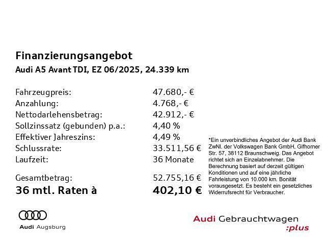 Gebraucht Audi A5 Ambiente 204 PS (150 kW) 2025 Gletscherweiß metallic Kombi