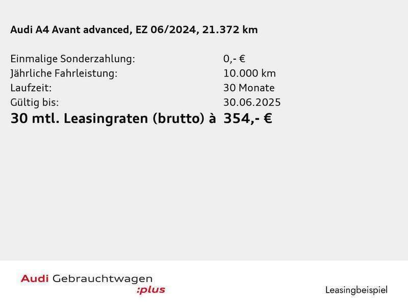 Gebraucht Audi A4 Advanced 163 PS (119 kW) 2024 Gletscherweiß metallic Kombi