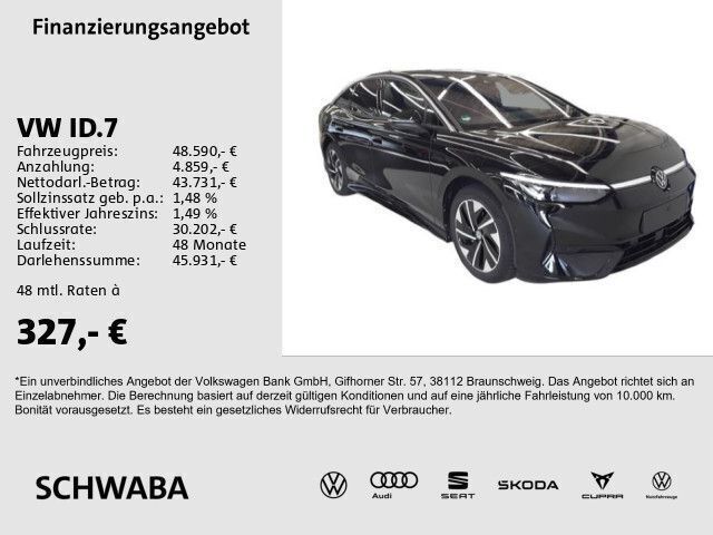 Grenadillschwarz metallic Gebraucht 2024 VW ID.7 Pro Limousine | 48.590 € (Fairer Preis) - Bild 1/2