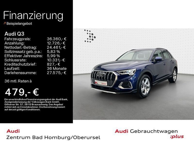 Navarrablau metallic Gebraucht 2024 Audi Q3 Advanced Plus SUV | 36.360 € (Guter Preis) - Bild 1/4