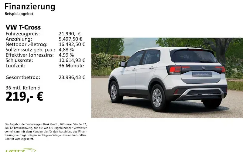 Nowe VW T-Cross 95 KM (69 kW) 2026 Biały SUV