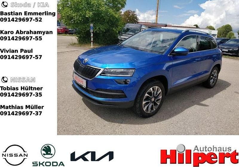Raceblau metallic (metallic) Gebraucht 2020 Skoda Karoq Drive SUV | 25.440 € (Fairer Preis) - Bild 1/4