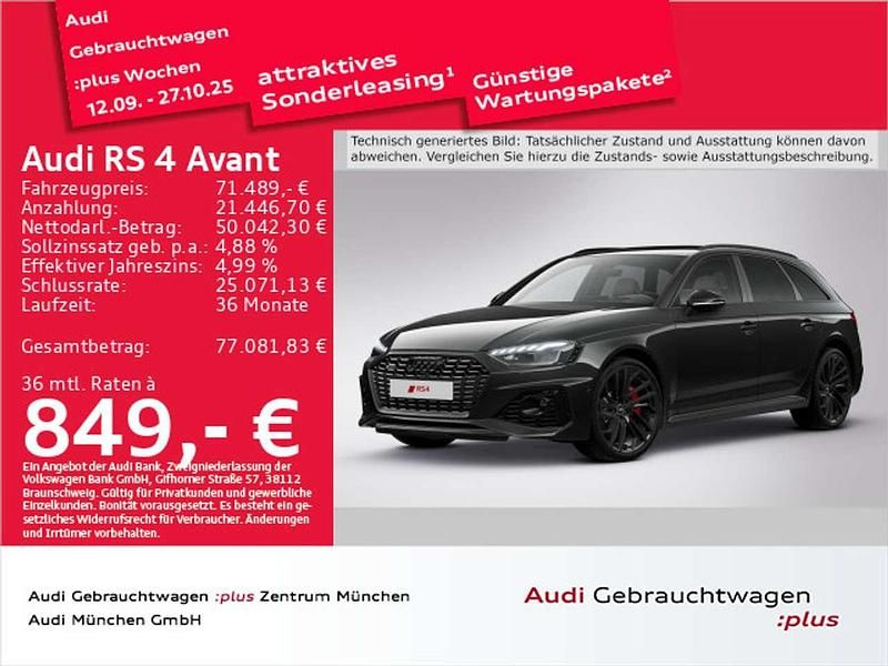 Mythosschwarz metallic Gebraucht 2022 Audi RS4 Ambiente Kombi | 71.489 € (Teuer) - Bild 1/2