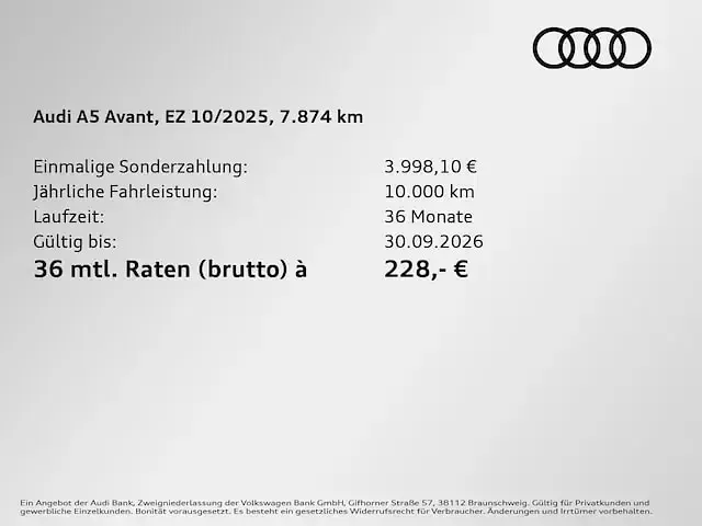 Gebraucht Audi A5 204 PS (150 kW) 2025 Mythosschwarz metallic Kombi