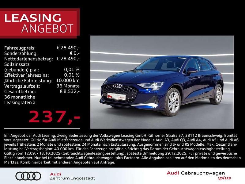 Navarrablau metallic Gebraucht 2024 Audi A3 Sportback Advanced Limousine | 28.490 € (Fairer Preis) - Bild 1/3