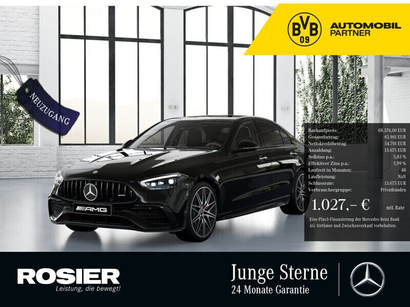 Schwarz / obsidianschwarz Gebraucht 2024 Mercedes C43 AMG Premium Limousine | 68.376 € (Teuer) - Bild 1/4