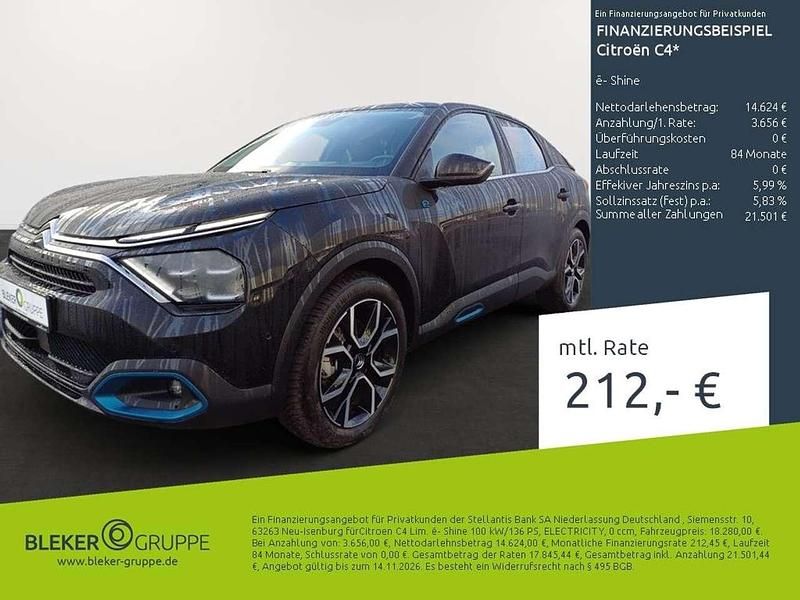Perlaneraschwarz (metallic) Gebraucht 2022 Citroën e-C4 Shine Limousine | 18.280 € (Guter Preis) - Bild 1/3