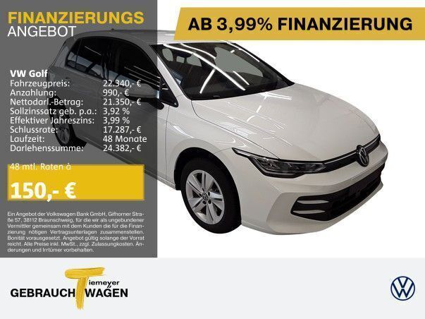 Weiß Gebraucht 2024 VW Golf VIII Life Limousine | 22.340 € (Superpreis) - Bild 1/3