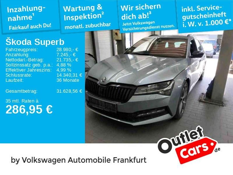 Empiregrau metallic (metallic) Gebraucht 2020 Skoda Superb SportLine Kombi | 28.980 € (Guter Preis) - Bild 1/3