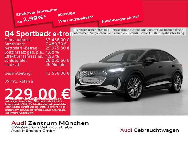 Mythosschwarz metallic Gebraucht 2022 Audi Q4 e-tron S-Line SUV | 37.456 € (Fairer Preis) - Bild 1/2