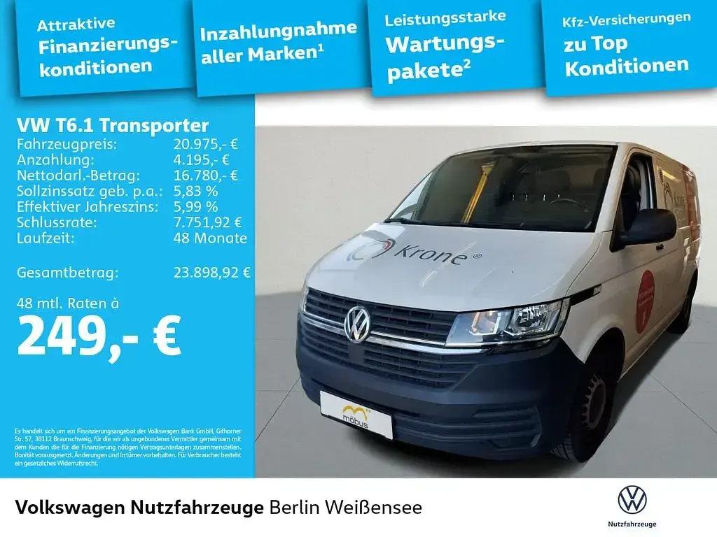 Gebraucht VW T6.1 110 PS (80 kW) 2021 Weiß Van