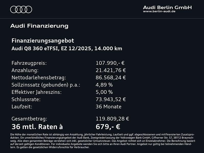 Gebraucht Audi Q8 Ambiente 489 PS (359 kW) 2025 Mythosschwarz metallic SUV