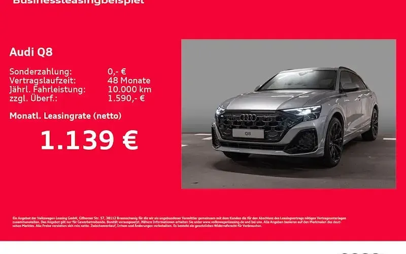 Nowe Audi Q8 Ambiente 394 KM (289 kW) 2025 Srebrny SUV