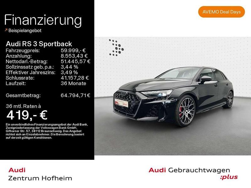 Mythosschwarz metallic Gebraucht 2025 Audi RS3 Sport Limousine | 59.999 € (Superpreis) - Bild 1/3