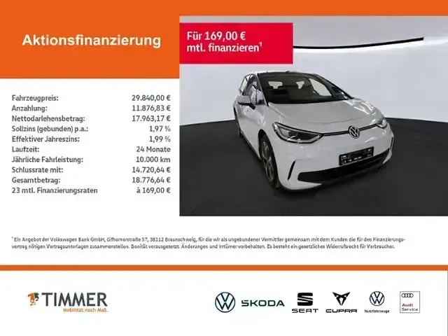 Gebraucht VW ID.3 Pro 150 kW (204 PS) 2023 Gletscherweiß metallic Kleinwagen