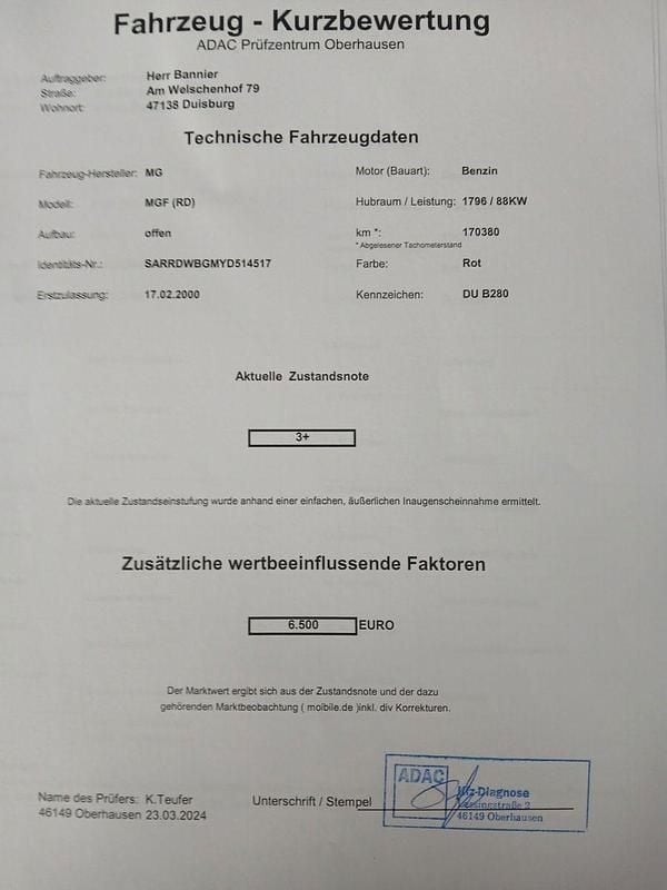 Schwarz Gebraucht 2000 MG F Cabrio | 2.950 € (Fairer Preis) - Bild 1/4