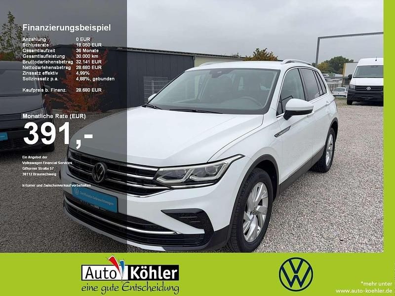 Pure white Gebraucht 2022 VW Tiguan Elegance SUV | 28.680 € (Guter Preis) - Bild 1/3