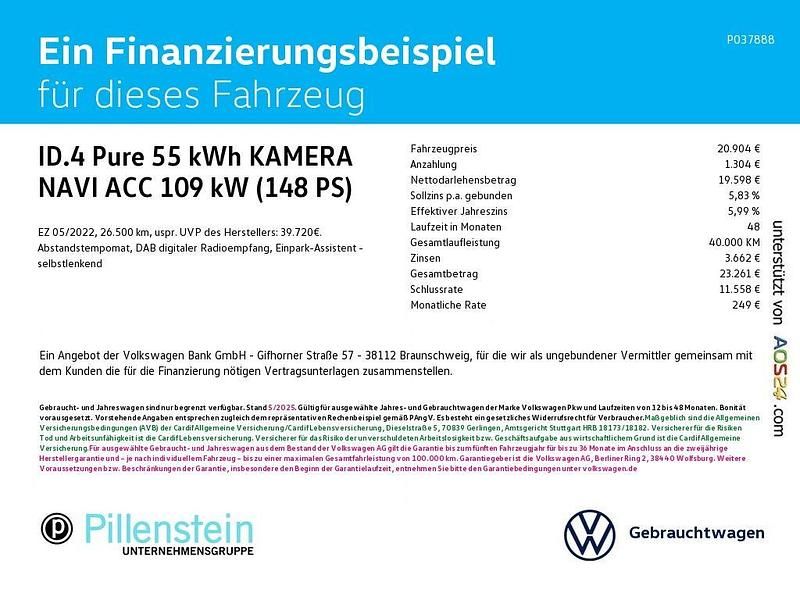 Gebraucht VW ID.4 Pure 108 kW (148 PS) 2022 Mondsteingrau SUV