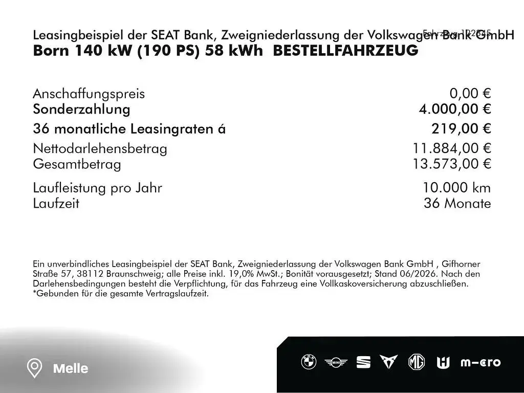 Neu Cupra Born 139 kW (190 PS) 2026 Weiß Kleinwagen