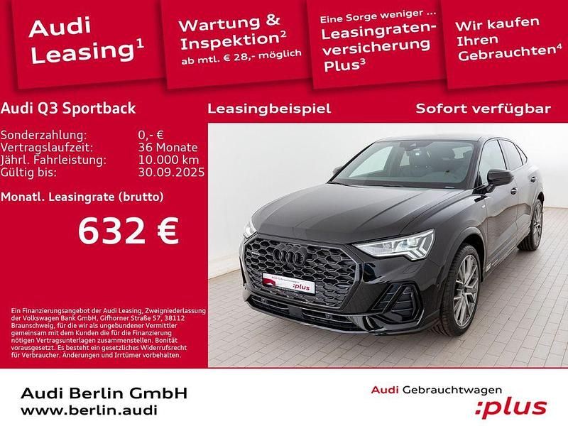 Mythosschwarz metallic Gebraucht 2025 Audi Q3 Sportback S-Line SUV | 56.500 € - Bild 1/3