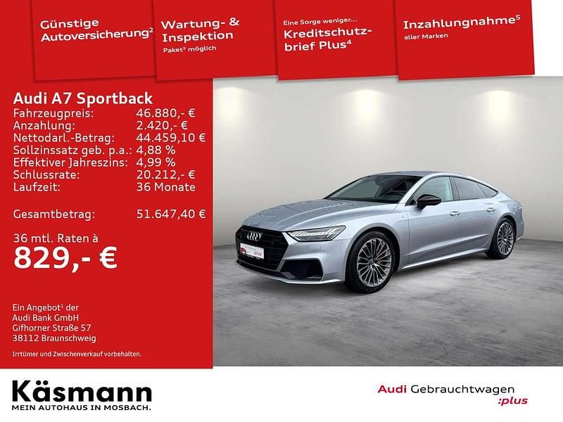 Florettsilber metallic Gebraucht 2020 Audi A7 S-Line Kleinwagen | 46.880 € (Superpreis) - Bild 1/4
