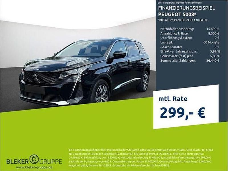 Lackierung schwarz perla nera/ Gebraucht 2021 Peugeot 5008 Allure Van / Kleinbus | 23.990 € (Fairer Preis) - Bild 1/3