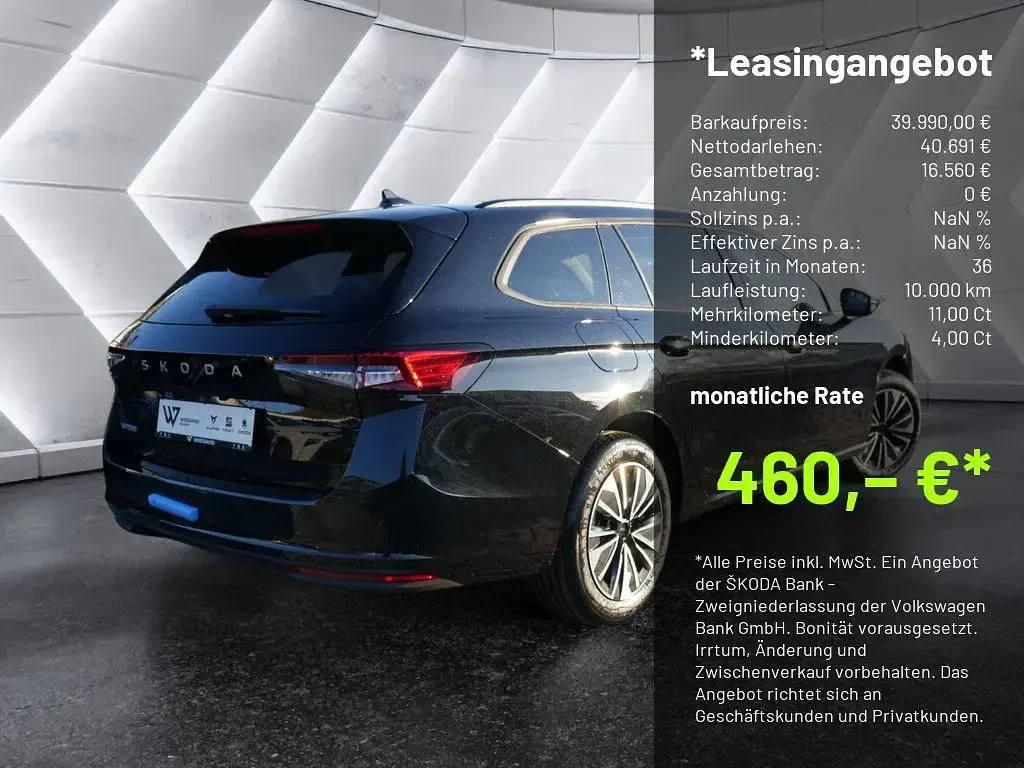 Neu Skoda Superb Selection 150 PS (110 kW) 2025 Schwarz (schwarz / ebonyschwarz) Kombi