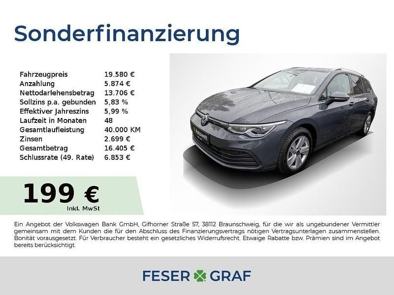 Delfingrau metallic Gebraucht 2023 VW Golf VIII Life Kombi | 19.580 € (Guter Preis) - Bild 1/4