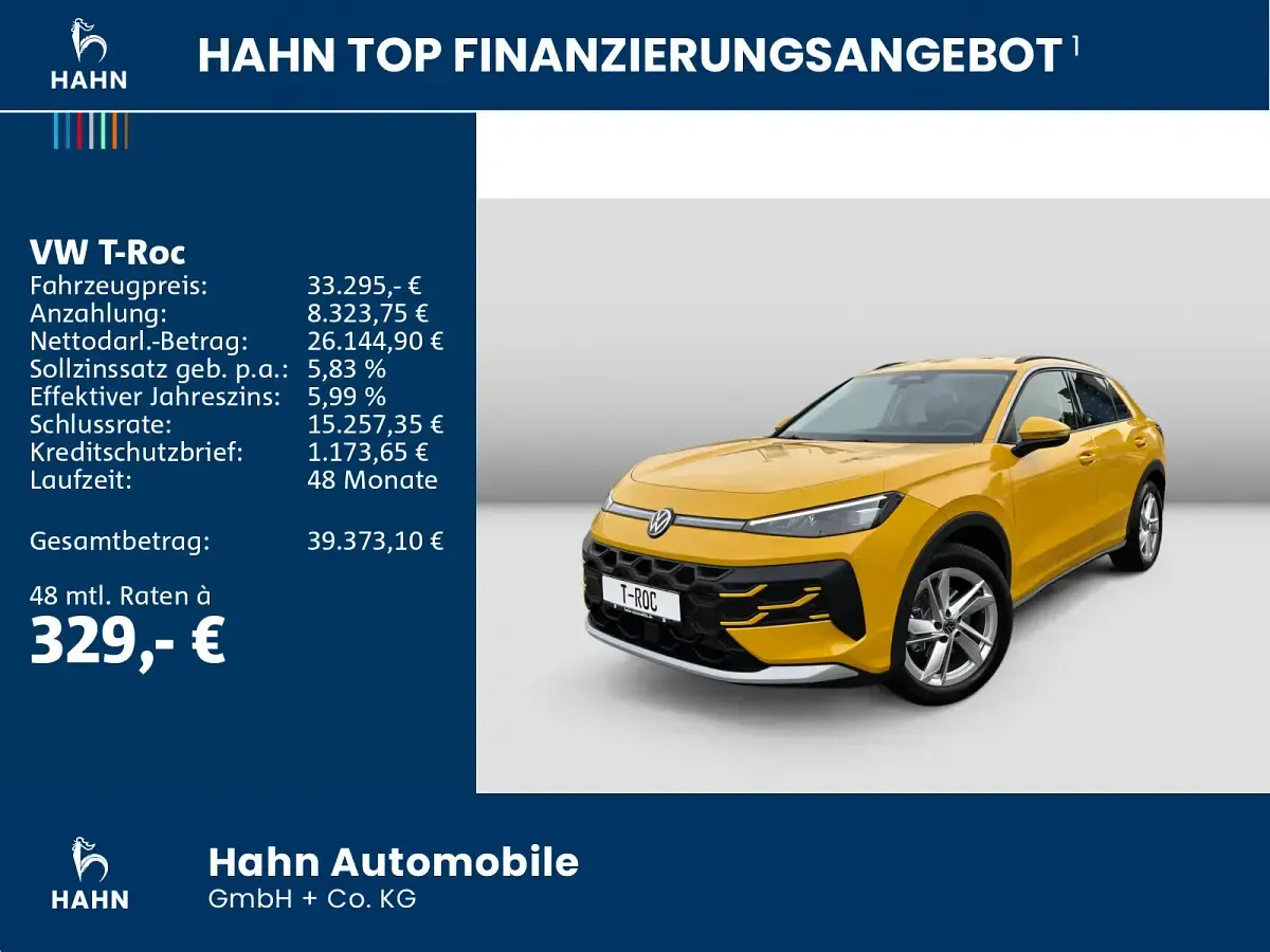 Neu VW T-Roc Cabriolet Life 150 PS (110 kW) 2026 Canary yellow SUV