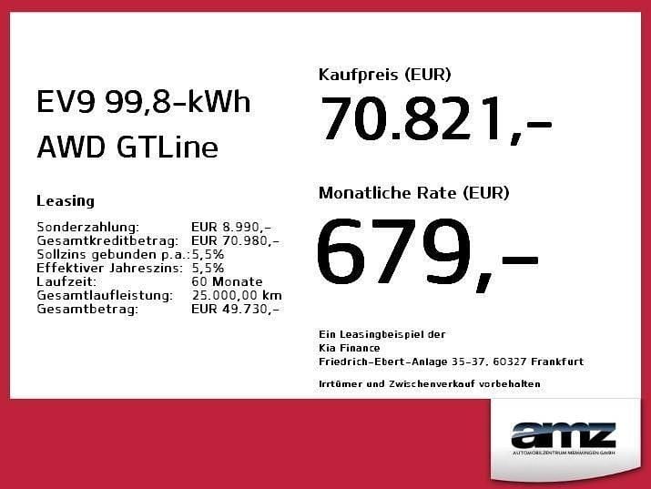 Neu Kia EV9 GT-Line 283 kW (385 PS) 2025 Rot SUV