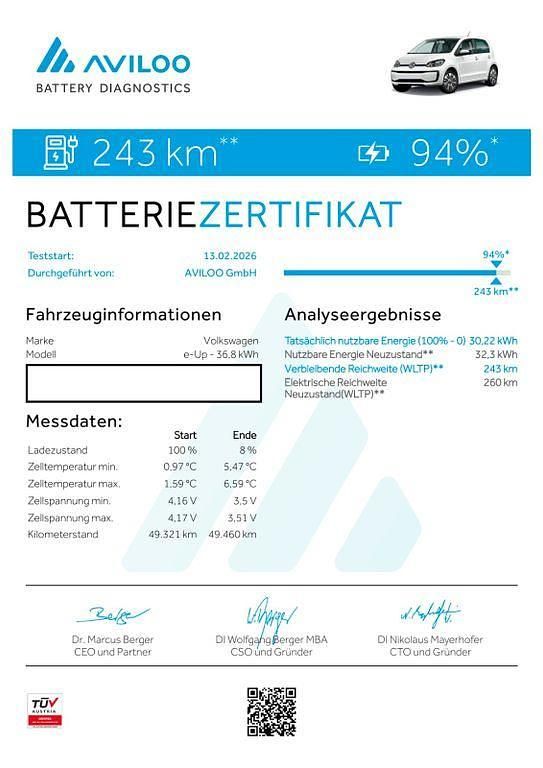 Gebraucht VW e-up! United 61 kW (83 PS) 2021 Weiß Kleinwagen