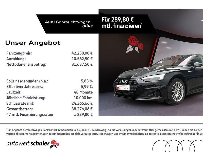 Mythosschwarz metallic Gebraucht 2024 Audi A5 Sportback Advanced Kleinwagen | 42.250 € (Teuer) - Bild 1/4