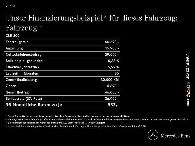 Schwarz Gebraucht 2024 Mercedes CLE300 AMG | 55.590 € (Superpreis) - Bild 1/1