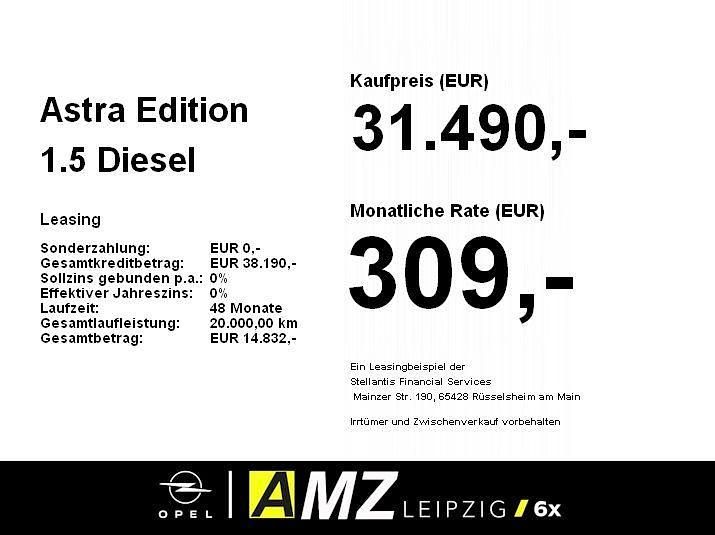 Neu Opel Astra Edition 131 PS (96 kW) 2026 Grafik grau Limousine