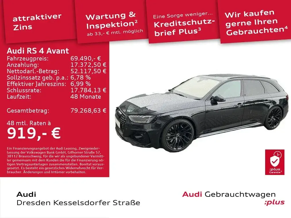 Gebraucht Audi RS4 Design 450 PS (330 kW) 2023 Mythosschwarz metallic Kombi