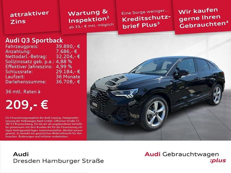 Mythosschwarz metallic Gebraucht 2024 Audi Q3 Sportback S-Line SUV | 45.890 € (Teuer) - Bild 1/3
