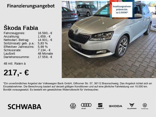 Brilliantsilber metallic Gebraucht 2021 Skoda Fabia Clever Limousine | 16.590 € (Etwas zu teuer) - Bild 1/4