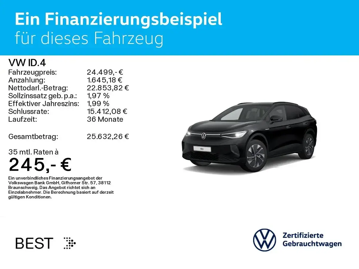 Brugt VW ID.4 Pro Performance 150 kW (204 HK) 2022 Sort SUV