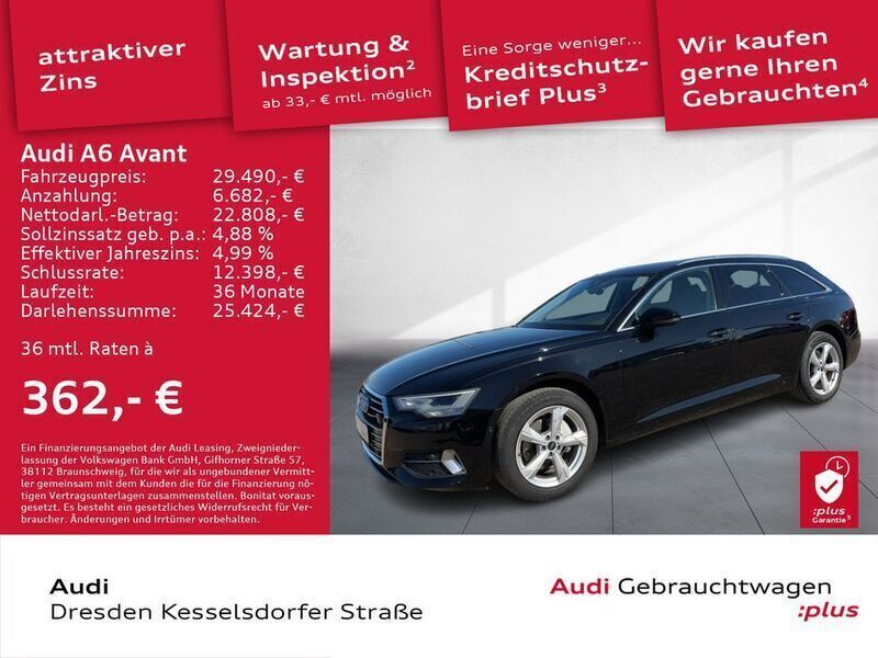 Brillantschwarz Gebraucht 2021 Audi A6 Sport Kombi | 29.490 € (Superpreis) - Bild 1/4