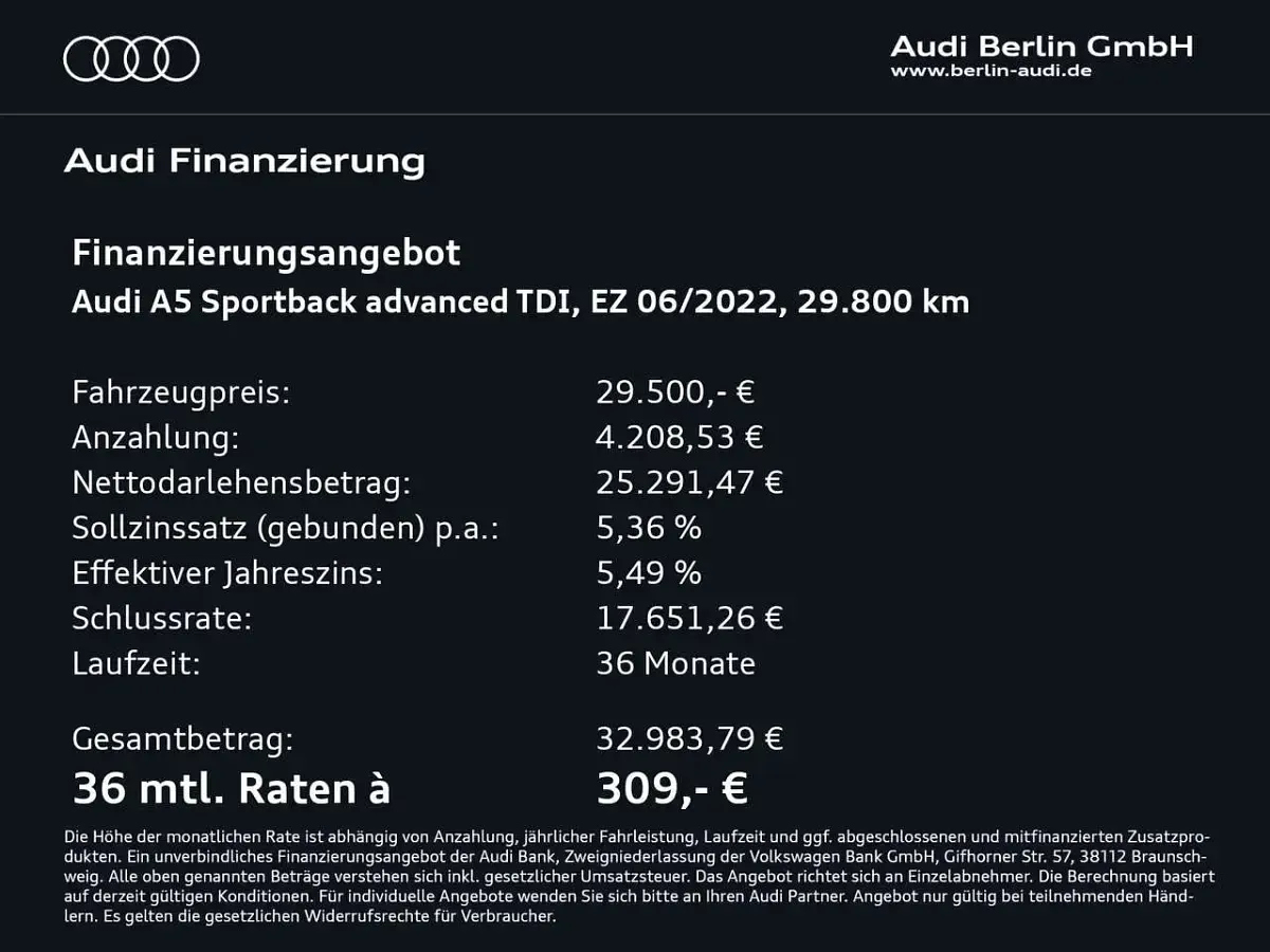 Gebraucht Audi A5 Advanced Plus 163 PS (119 kW) 2022 Florettsilber metallic Coupé